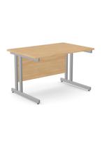 Ashford Twin Bar Metal Leg 1200mm x 800mm Straight Desk - Silver Leg / Beech Top