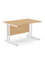 Ashford Twin Bar Metal Leg 1200mm x 800mm Straight Desk - White Leg / Beech Top