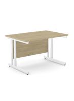 Ashford Twin Bar Metal Leg 1200mm x 800mm Straight Desk - White Leg / Urban Oak Top