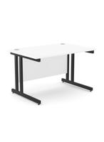 Ashford Twin Bar Metal Leg 1200mm x 800mm Straight Desk - Black Leg / White Top