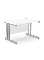 Ashford Twin Bar Metal Leg 1200mm x 800mm Straight Desk - Silver Leg / White Top