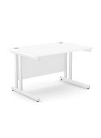 Ashford Twin Bar Metal Leg 1200mm x 800mm Straight Desk - White Leg / White Top