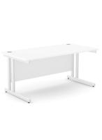 Ashford Twin Bar Metal Leg 1600mm x 800mm Straight Desk - White Leg / White Top