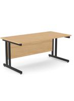 Ashford Twin Bar Metal Leg 1800mm x 800mm Straight Desk - Black Leg / Beech Top