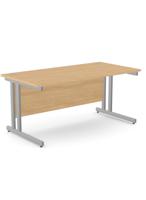 Ashford Twin Bar Metal Leg 1800mm x 800mm Straight Desk - Silver Leg / Beech Top