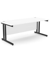 Ashford Twin Bar Metal Leg 1800mm x 800mm Straight Desk - Black Leg / White Top