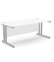 Ashford Twin Bar Metal Leg 1800mm x 800mm Straight Desk - Silver Leg / White Top