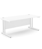 Ashford Twin Bar Metal Leg 1800mm x 800mm Straight Desk - White Leg / White Top