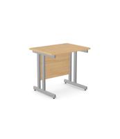 Ashford Twin Bar Metal Leg 800mm x 600mm Straight Desk - Silver Leg / Beech Top