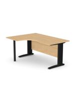 Komo Crescent Desk 1600 x 1200mm L/Hand - Black Leg / Beech Top