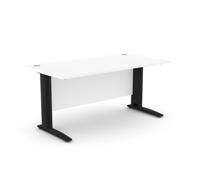 Komo Straight Desk 1600 x 800mm - Black Leg / White Top