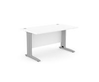 Komo Metal Leg 1400mm x 800mm Straight Desk - White/SLV