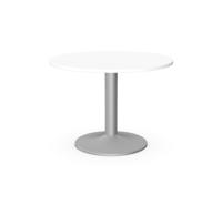 Kito Meeting Table 1000mm Round Top Silver Cylinder Base - White