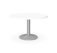 Kito Meeting Table 1200mm Round Top Silver Cylinder Base - White