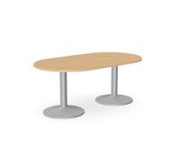 Kito Meeting Table Oval Silver Cylinder Base 1800w x 1000d - Beech
