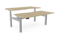 Leap Bench Desk Top With Scallop, 1600 x 800mm - Urban Oak / Silver Frame