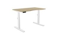 Leap Single Desk Top With Scallop, 1200 x 700mm - Urban Oak / White Frame