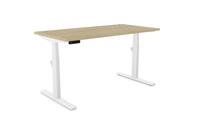 Leap Single Desk Top With Alu Portals, 1400 x 700mm - Urban Oak / White Frame