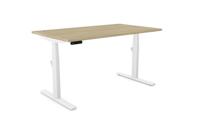 Leap Single Desk Top With Alu Portals, 1400 x 800mm - Urban Oak / White Frame