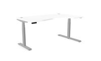 Leap Crescent Desk, K Top With Portals with edging, 1600 x 1000 , Right Hand, White / Silver Frame