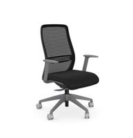 NV Chair Adj. Arms, Mesh Back, Grey Base, Black Fabric Seat