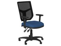 O.A. High Back Mesh Chair 2 Lever Nylon Base Adjustable/Step Arms PP - Black Mesh - Evert Dark Blue E030