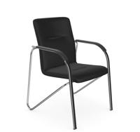 O Sandy Series Chair Chrome Frame Black Wooden Arms - Lotus Black L001