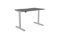 RoundE Height Adjust Desk -  Double purpose scallop, 1200 x 700mm - Graphite / Silver Frame