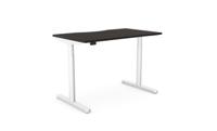 RoundE Height Adjust Desk -  Double purpose scallop, 1200 x 700mm - Harbour Oak / White Frame
