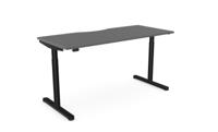 RoundE Height Adjust Desk -  Double purpose scallop, 1600 x 700mm - Graphite / Black Frame