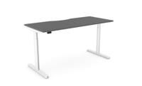 RoundE Height Adjust Desk -  Double purpose scallop, 1600 x 700mm - Graphite / White Frame
