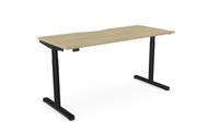 RoundE Height Adjust Desk -  Double purpose scallop, 1600 x 700mm - Urban Oak / Black Frame