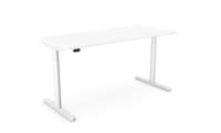 RoundE Height Adjust Desk -  Double purpose scallop, 1600 x 700mm - White / White Frame