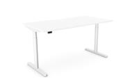 RoundE Height Adjust Desk -  Double purpose scallop, 1600 x 800mm - White / White Frame
