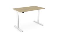 RoundE Height Adjust Desk -  Top With Alu Portals, 1200 x 700mm - Urban Oak / White Frame