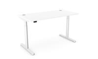 RoundE Height Adjust Desk -  Top With Alu Portals, 1400 x 700mm - White / White Frame