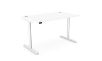 RoundE Height Adjust Desk -  Top With Alu Portals, 1400 x 800mm - White / White Frame