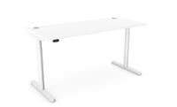 RoundE Height Adjust Desk -  Top With Alu Portals, 1600 x 700mm - White / White Frame