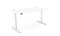 RoundE Height Adjust Desk -  Top With Alu Portals, 1600 x 800mm - White / White Frame