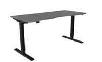 Zoom Single Height Adjust Desk -  Double purpose scallop, 1600 x 700mm - Graphite / Black Frame