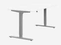 Zoom Single Height Adjust Desk -  Double purpose scallop, 1600 x 800mm - White / Silver Frame