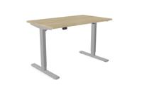 Zoom Single Height Adjust Desk -  Top With Alu Portals, 1200 x 700mm - Urban Oak / Silver Frame