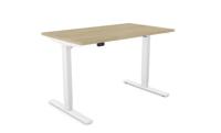 Zoom Single Height Adjust Desk -  Top With Alu Portals, 1200 x 700mm - Urban Oak / White Frame