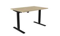 Zoom Single Height Adjust Desk -  Top With Alu Portals, 1200 x 800mm - Urban Oak / Black Frame