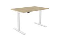 Zoom Single Height Adjust Desk -  Top With Alu Portals, 1200 x 800mm - Urban Oak / White Frame