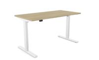 Zoom Single Height Adjust Desk -  Top With Alu Portals, 1400 x 700mm - Urban Oak / White Frame