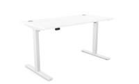 Zoom Single Height Adjust Desk -  Top With Alu Portals, 1400 x 700mm - White / White Frame