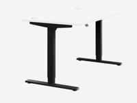 Zoom Single Height Adjust Desk -  Top With Alu Portals, 1400 x 800mm - White / Black Frame