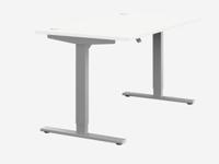 Zoom Single Height Adjust Desk -  Top With Alu Portals, 1400 x 800mm - White / Silver Frame
