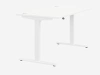 Zoom Single Height Adjust Desk -  Top With Alu Portals, 1400 x 800mm - White / White Frame